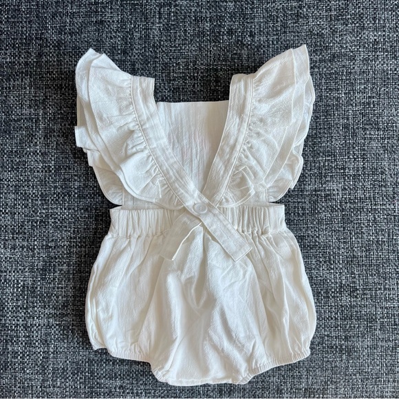NWOT Arabella and Rose Posey Ivory Linen Romper Size 1 Year - Picture 5 of 5